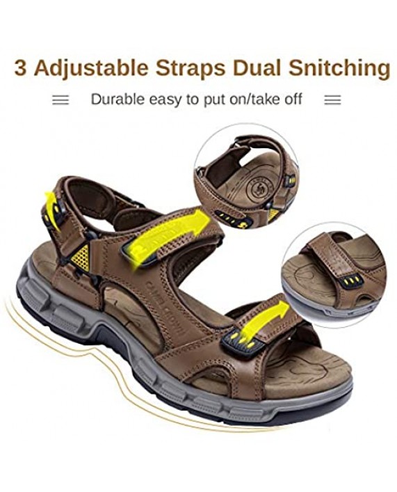 Men's Sandals Genuine Leather Sport Open Toe Hiking Athletic Sandals with Strap