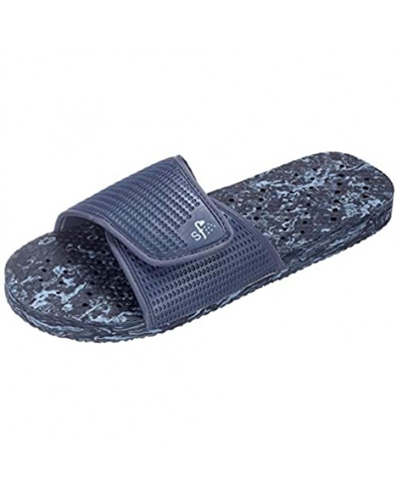 Showaflops Mens' Antimicrobial Shower & Water Sandals for Pool Beach Dorm and Gym - Navy Marble Slide 9/10