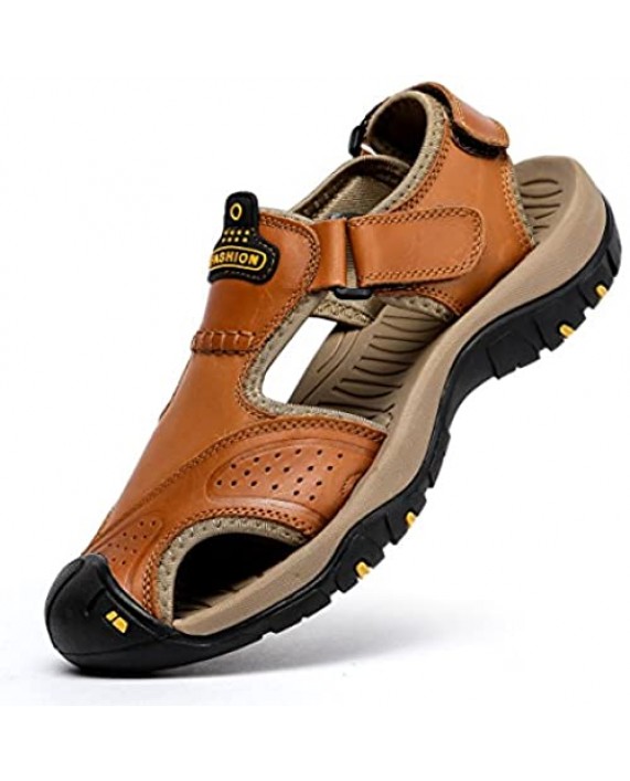 SONLLEIVOO Mens Sports Leather Sandals Outdoor Beach Water Sandal Fisherman Athletics Shoes