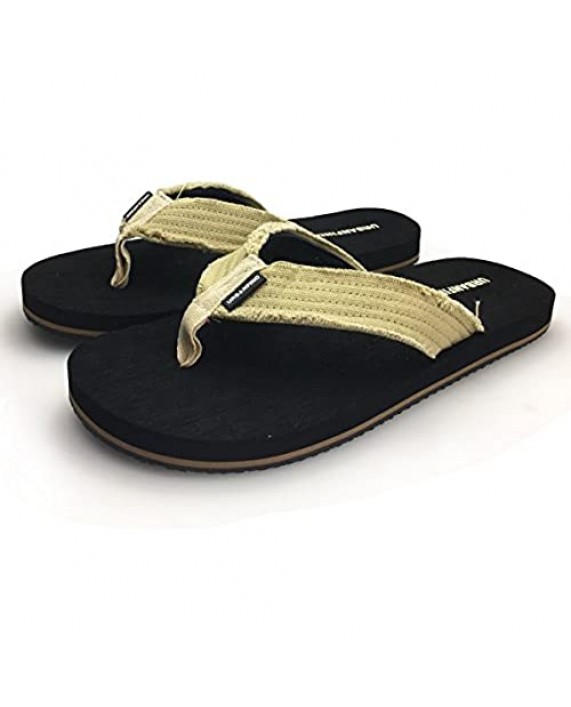 URBANFIND Men's Flip Flops Canvas Thong Sandals Flat Slide On TPR Non Slip Slippers