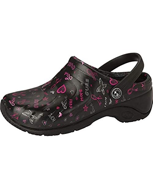 Anywear Zone Women's Healthcare Professional Injected Clog with Backstrap 10 Love Hope Cure