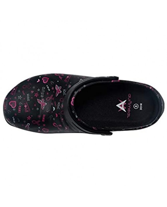 Anywear Zone Women's Healthcare Professional Injected Clog with Backstrap 8 Love Hope Cure