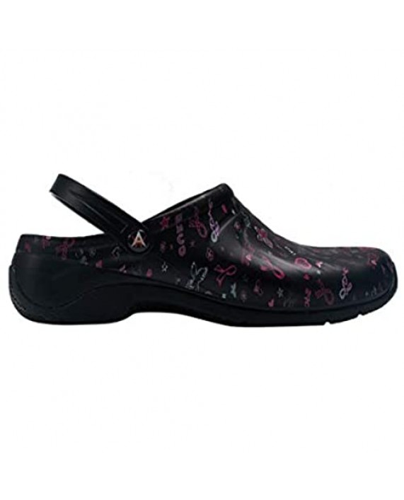 Anywear Zone Women's Healthcare Professional Injected Clog with Backstrap 9 Love Hope Cure