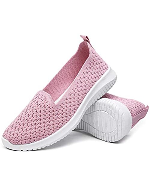 BENPAO Womens Slip On Shoes Knit Mesh Casual Loafer Shoes Nurse Walking Sneakers
