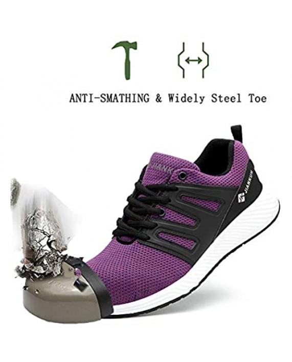 Furuian Women's Steel Toe Shoes Lightweight Safety Work Breathable Puncture Proof Tennis Sneakers