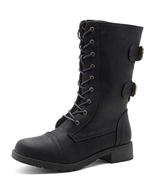 Herstyle Florence2 Women's Ankle Lace Up Military Combat Booties Mid Calf Boots