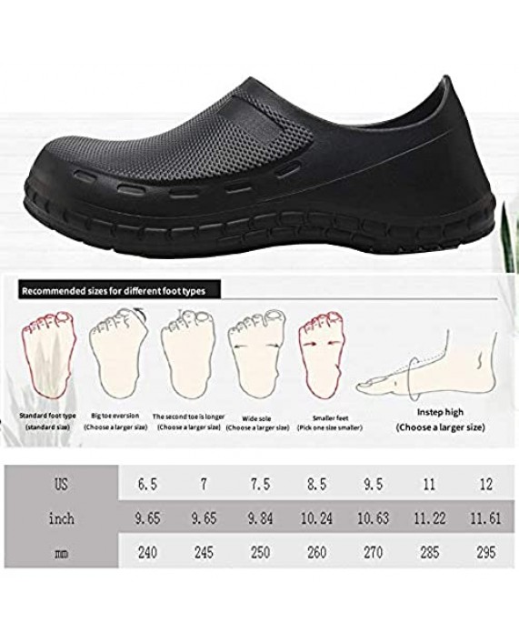 JSWEI Black Garden Shoes for Women - Professional Oil Water Resistant Nursing Chef Shoes，Non-Slip Safety Working Shoes for Kitchen Garden Hospital
