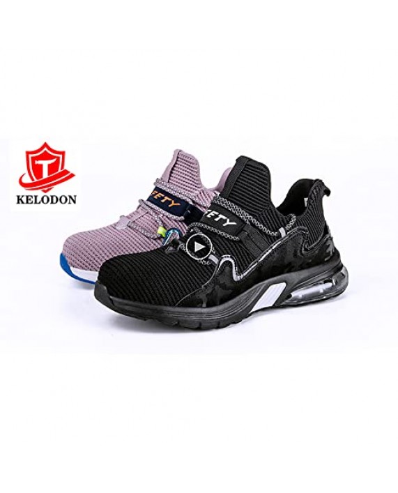 KELODON Steel Toe Shoes Men Women-Non Slip Resistant Indestructible Lightweight Comfortable Safety Work Sneakers