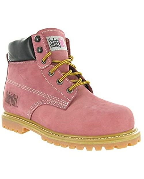 Safety Girl Steel Toe Work Boots - Light Pink