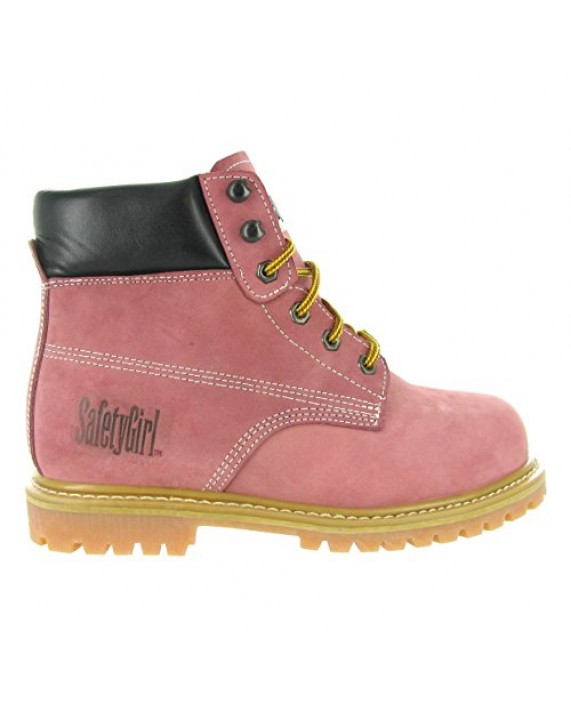Safety Girl Steel Toe Work Boots - Light Pink Leather 9M