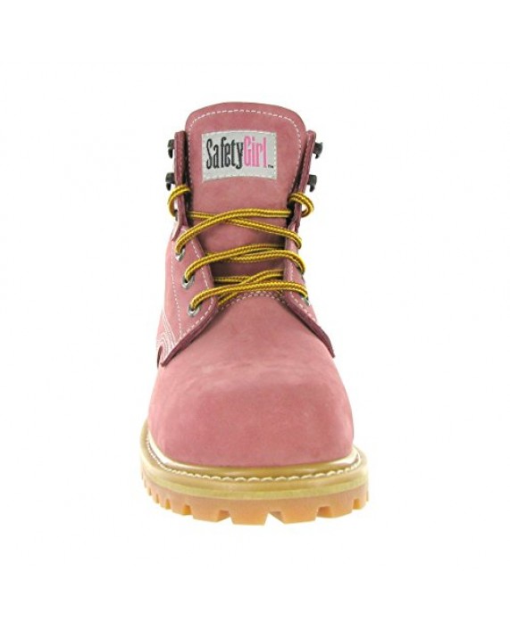 Safety Girl Steel Toe Work Boots - Light Pink Leather 9M