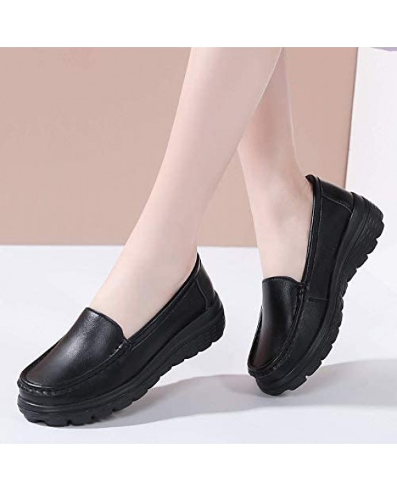 ZOVE Nursing Shoes for Women Slip Resistant Food Service Restaurant Shoe Comfortable Leather Work Loafers