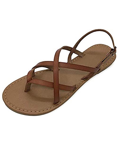 BENEKER Women's Gladiator Flat Sandals Roman Braided Strappy Flip Flops Fisherman Cross Strap Thong Summer Shoes