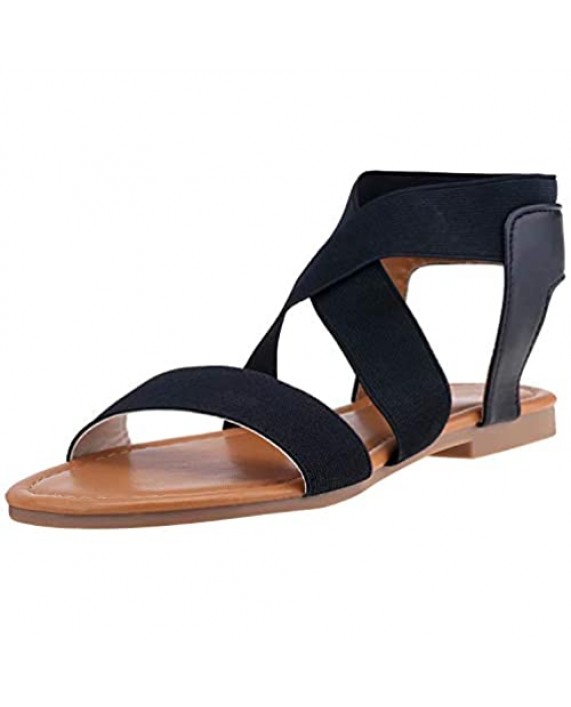 cazuer Open Toe Flat Sandals Slingback Ankle Strap Flip Flops for Women