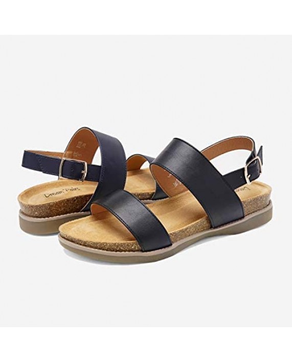 DREAM PAIRS Women's One Band Ankle Strap Soft Flat Sandals