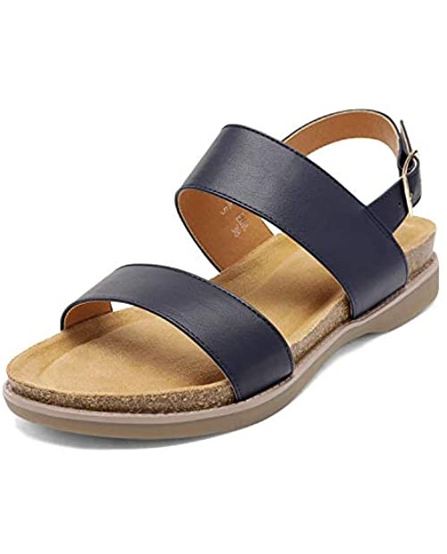 DREAM PAIRS Women's One Band Ankle Strap Soft Flat Sandals