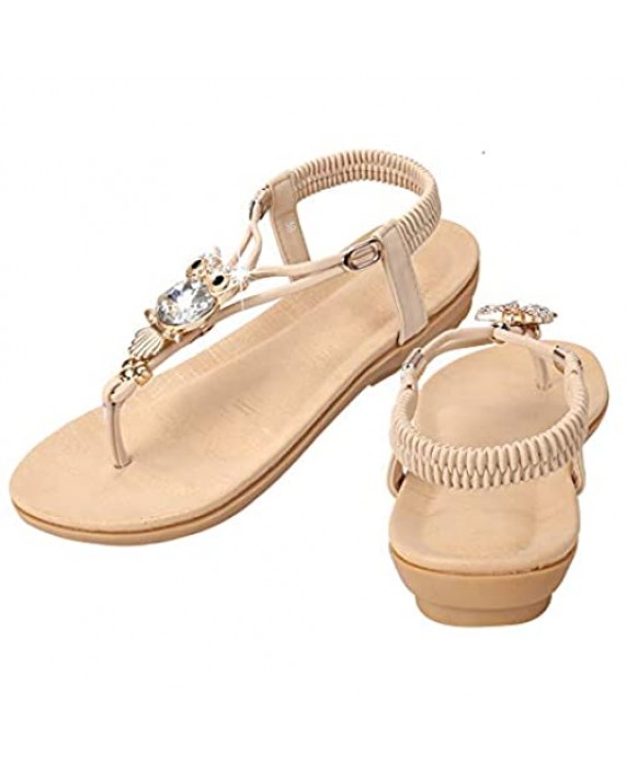 DUOYANGJIASHA Women Summer Flats Fashion Bohemia Flip Flops Beach Cute Sandals Comfortable Shoes
