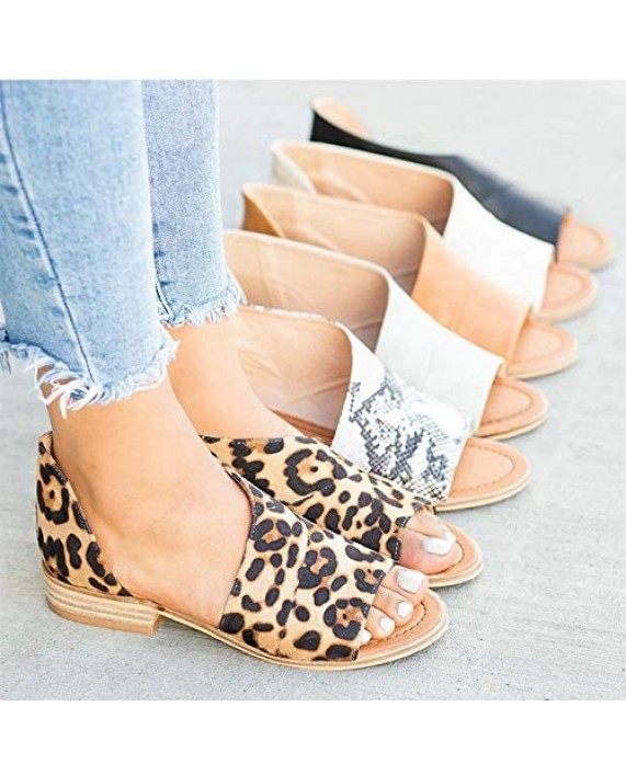 JITUUE Flat Sandals for Women Open Toe Slip on Low Heel Shoes Dress Gladiator Side Cutout Ankle Slides Summer