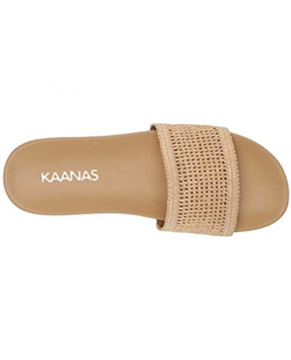 KAANAS Women's Vis Fishnet Strap Flat Slip on Pool Slide Sandal