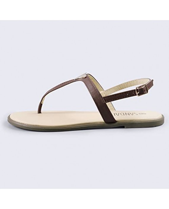 SANDALUP Flat Thong Sandals with Triangle Metal for Women