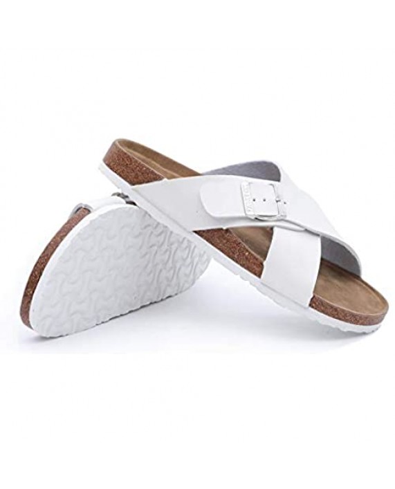 Seranoma Women's Toe Ring Cork Sandal | Classic Ladies Sandal | Flat Footed Dual Adjustable Buckle | Breathable Open Toe Slide | Comfort