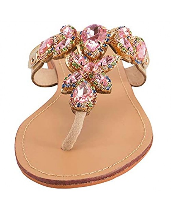 SheSole Women Rhinestone Sandals Sparkly Jeweled Flip Flops Flat Summer Beach Wedding Shoes