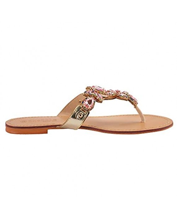 SheSole Women Rhinestone Sandals Sparkly Jeweled Flip Flops Flat Summer Beach Wedding Shoes