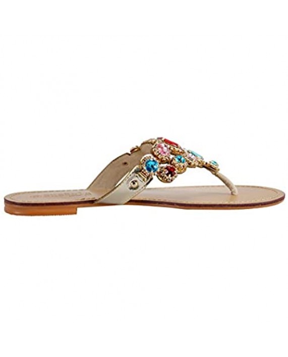 SheSole Women Summer Slip on Flat Sandals Rhinestones Flip Flop Comfortable Beach Wedding Shoes