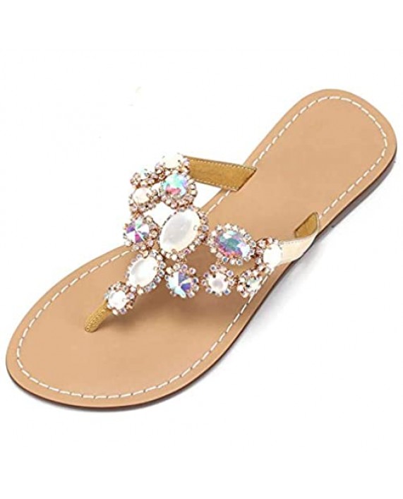Women's Summer Flat Toe Rhinestone Flip-Flop Dress Beach Party Bridal Wedding Sandals