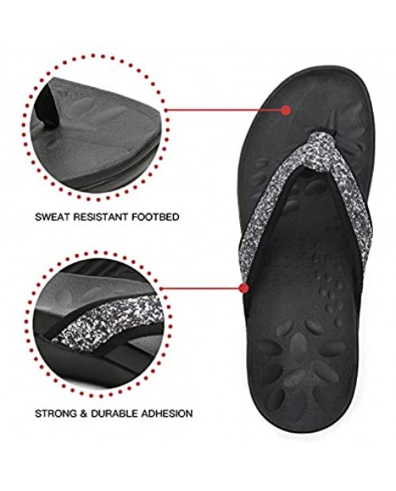 MEGNYA Orthotic flip Flops for Women Plantar Fasciitis Sandals for Flat Feet with Arch Support Comfortable Walking Thong Style Flip Flops Sandals