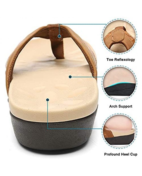 Orthopedic Flip Flops for Women Plantar Fasciitis Supportive Sandals for Flat Feet Comfortable Walking Thong Style Sandals for Outdoors CP