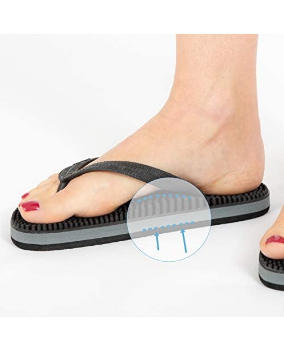 Revs Premium Massage Flip Flops - Massage Footbed for Better Health Pain Relief Increase in Circulation & Energy