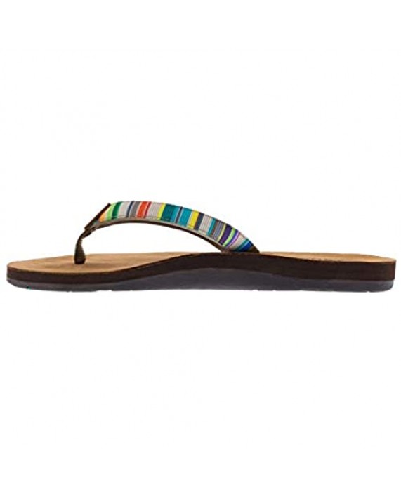 Scott Hawaii Women's Punakea Sandal | Ladies Flip Flop with Leather Footbed Arch Support and Colorful Rainbow Neoprene Comfort Strap