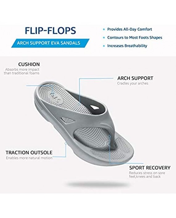 STQ Womens Arch Support Flip Flops Sport Recovery Thong Sandals