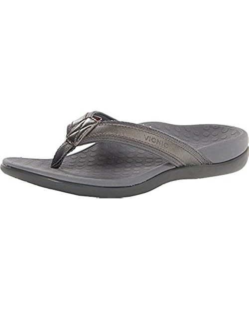 Vionic Tide II - Women's Leather Orthotic Sandals - Pewter Metallic - 6 Medium