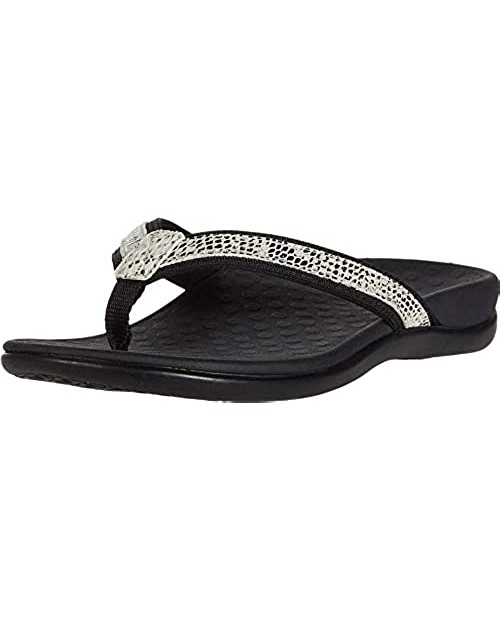 Vionic Tide II - Women's Leather Orthotic Sandals White Black Snake - 6 Medium