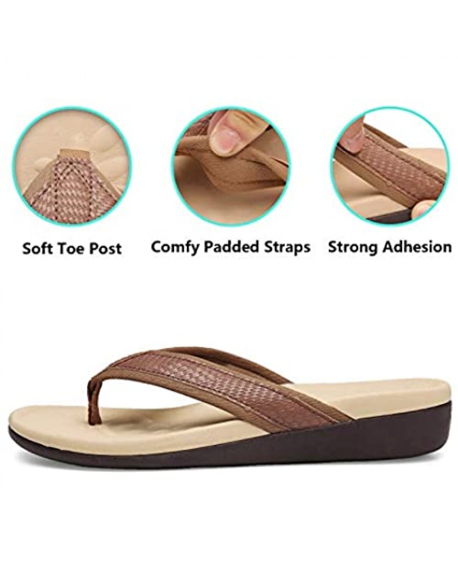 Womens Orthotic Flip Flops with Arch Support Thong Sandals for ...