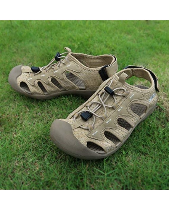 GRITION Hiking Sandals Women Close Toe Athletic Sport Sandals for Women Waterproof Comfort Summer Ladies Sandals