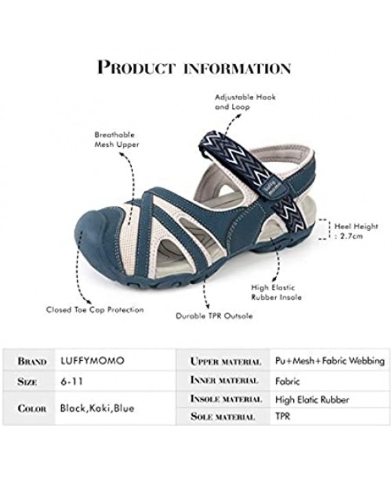LUFFYMOMO Womens Hiking Outdoor Sandals Sport Athtletic Beach Sandals with Closed Toe
