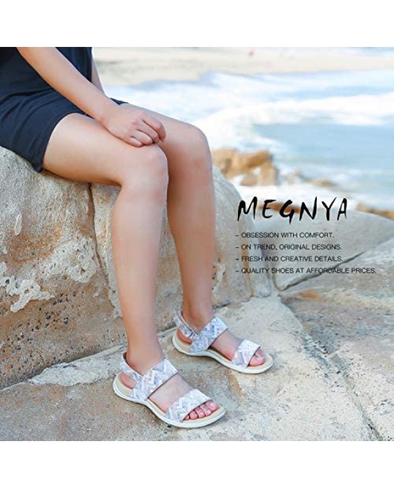 MEGNYA Women's Outdoor Sports Sandals Athletic Walking Sandals with Adjustable Velcro Strap Comfortable Water Shoes for Hiking Camping Trekking