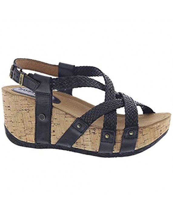 Bussola Sandals for Women Cross Straps Wedge Sandals Fida Platform Buckle Shoes Leather Soft and Stable for Walking