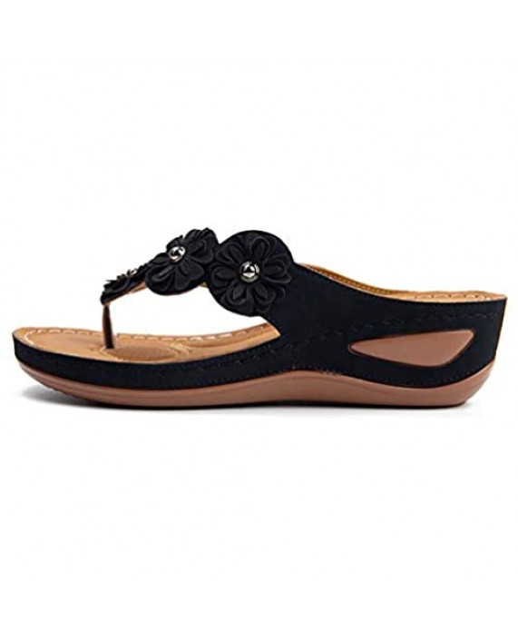 Casual Wedge Sandals for Women Comfortable Flower Clip Toe Summer Beach Sandals Fashion Ladies Bohemia Platform Dress Shoes