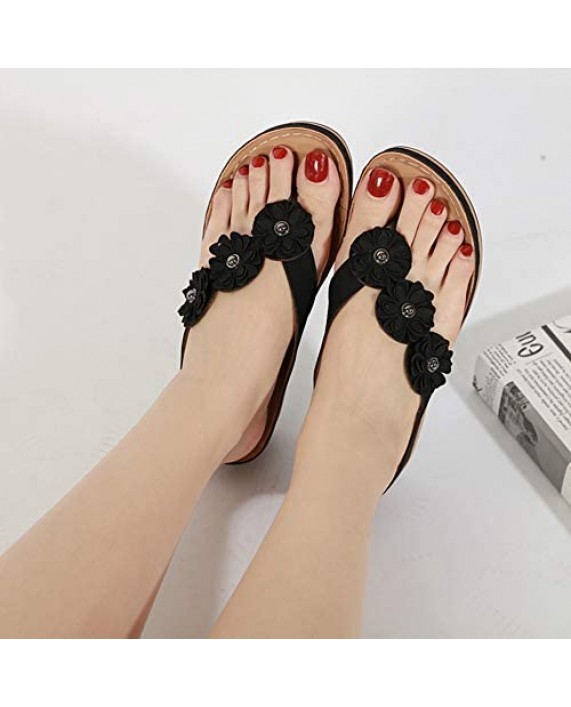 Casual Wedge Sandals for Women Comfortable Flower Clip Toe Summer Beach Sandals Fashion Ladies Bohemia Platform Dress Shoes