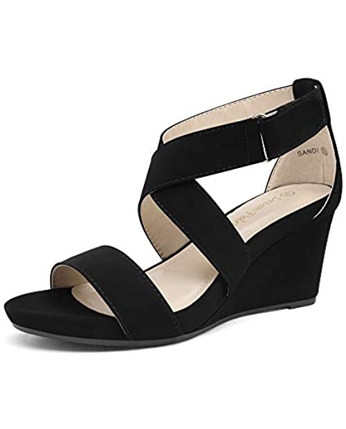 DREAM PAIRS Women's Elastic Ankle Strap Wedge Sandals