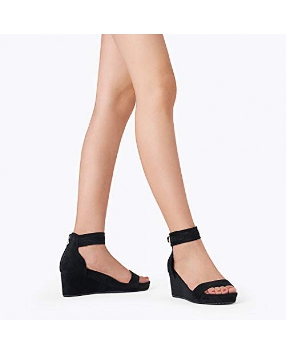 DREAM PAIRS Women's Open Toe Buckle Ankle Strap Platform Wedge Sandals
