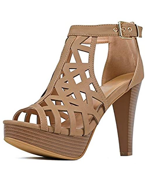 Guilty Shoes - Womens Stiletto Platform High Heel Sandal - Peep Toe Cutout Comfortable Heeled Sexy Shoe Pumps