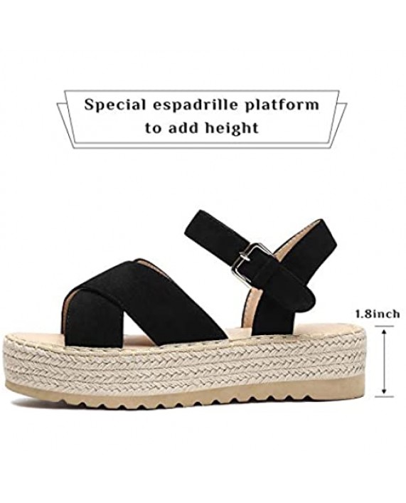 Katliu Women's Platform Sandals Espadrille Sandals Ankle Strap