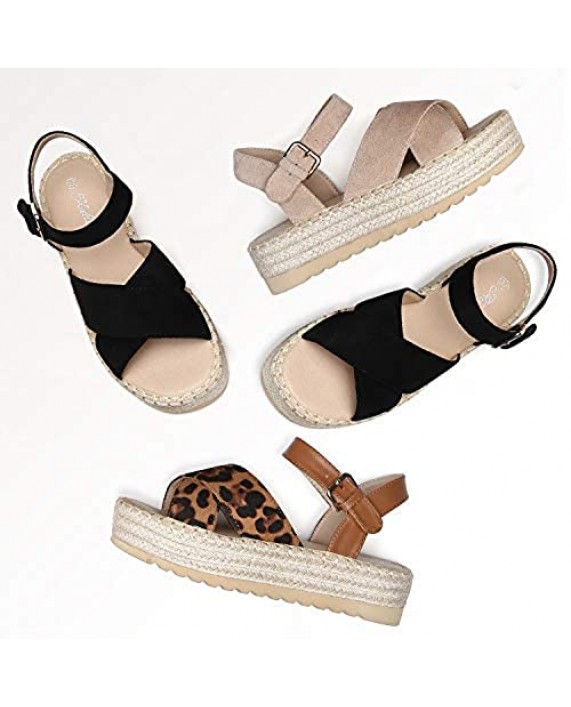Katliu Women's Platform Sandals Espadrille Sandals Ankle Strap