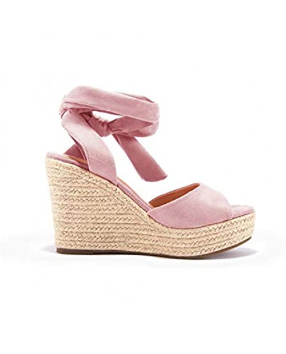 Liyuandian Womens Platform Espadrille Wedges Open Toe High Heel Sandals with Ankle Strap Buckle Up Shoes