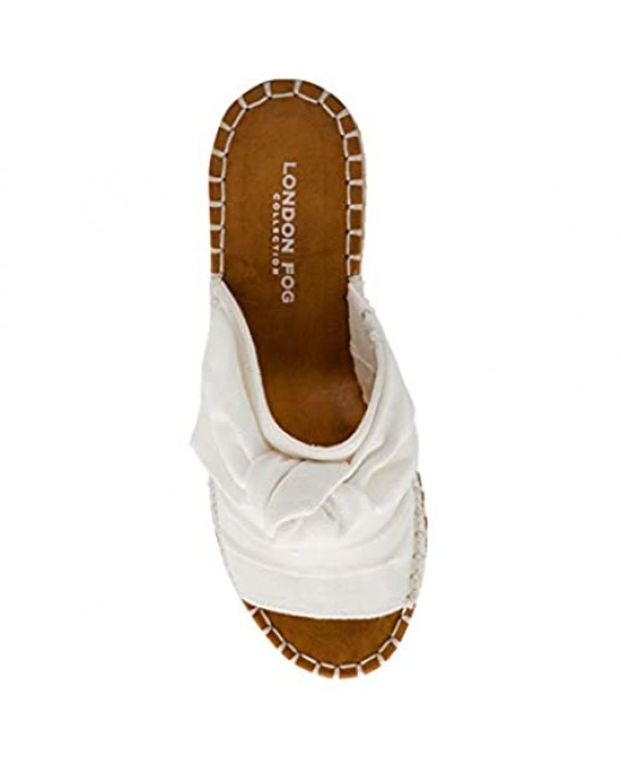 LONDON FOG Womens Heidi Espadrille Wedge Sandals with Knotty Bow Detail